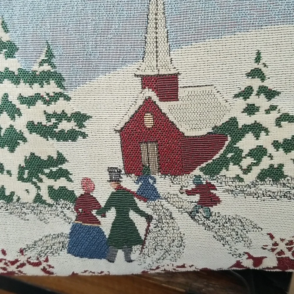 Vintage Victorian Scene Tapestry Style Accent Pillow